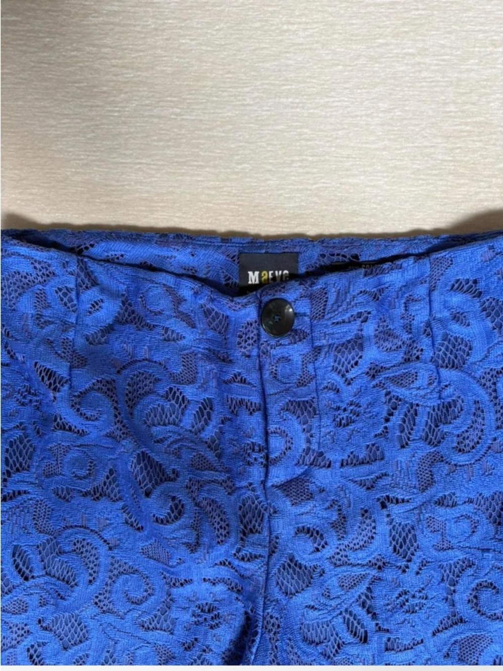 Anthropologie Maeve Royal Blue Lace pant capris - Picture 4 of 9